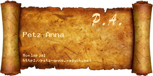 Petz Anna névjegykártya